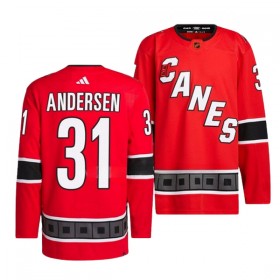 Dresovi Carolina Hurricanes Frederik Andersen 31 Adidas 2022-23 Reverse Retro 2.0 Crvena Authentic - Muške